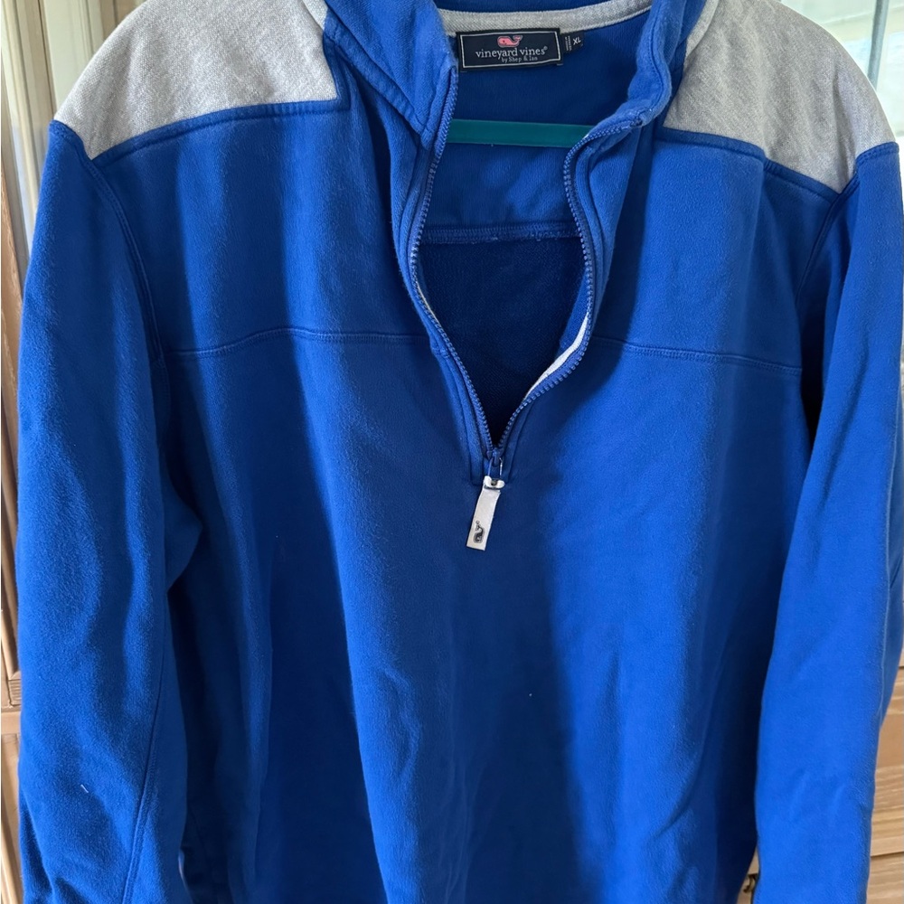 Vineyard Vines Blue and Gray Zip Up Sweater Pre owned Size XL